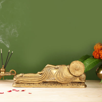 Superfine Brass Handcrafted Resting Hanuman Statue | Auspicious and Unique 12 inch