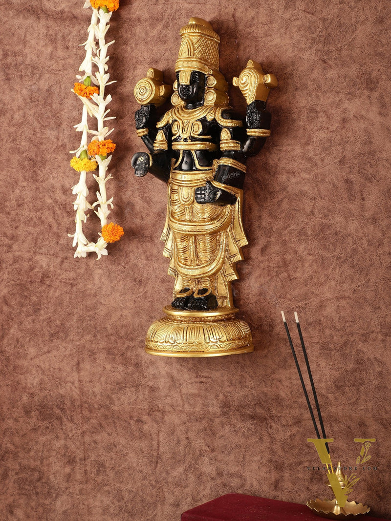 Superfine Brass Handcrafted Tirupati Balaji Wall Hanging - 16" x 8"