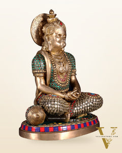 Superfine Brass Hanuman in Meditation Statue - 12.5 Inch stonework