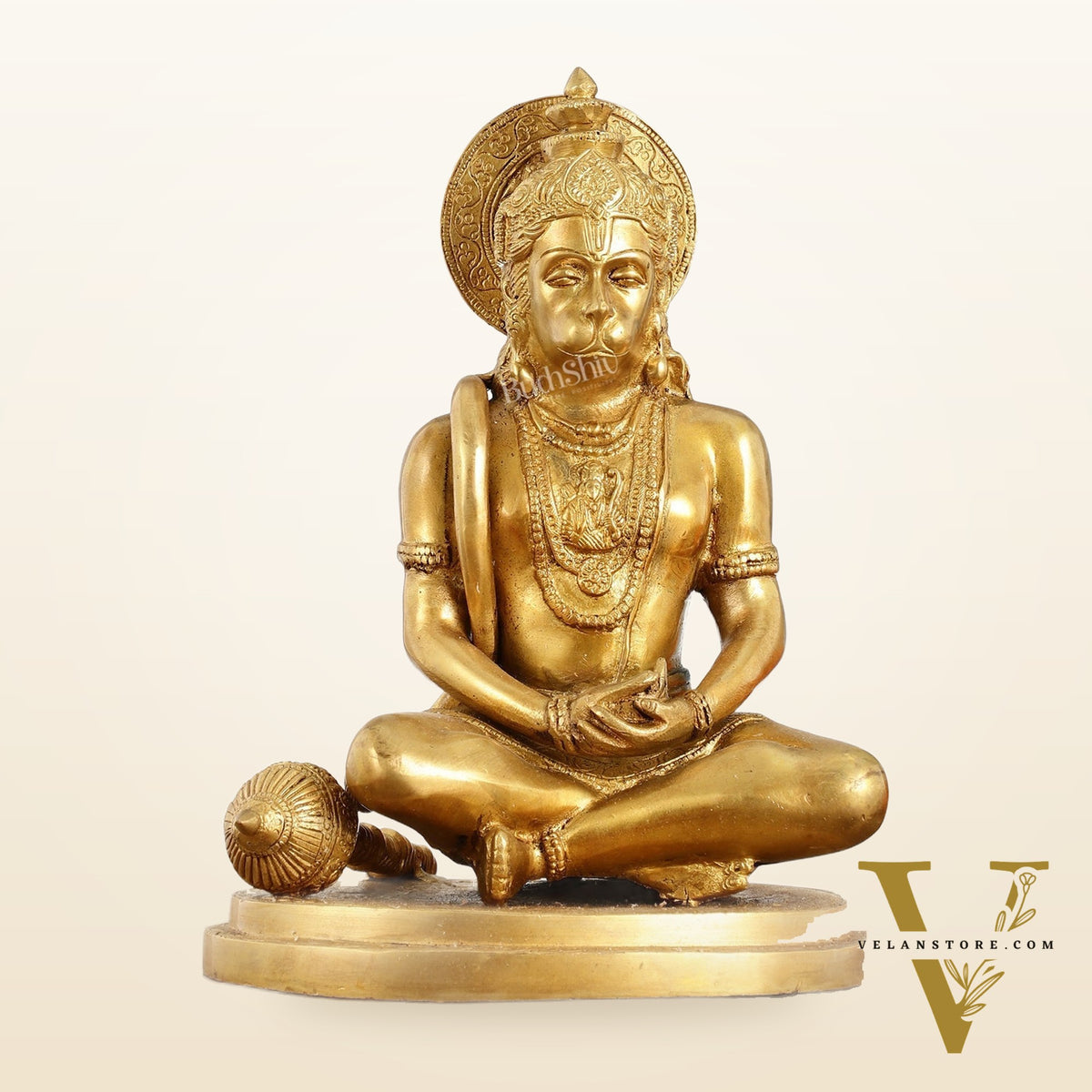 Superfine Brass Hanuman in Meditation Statue - 12.5 Inch