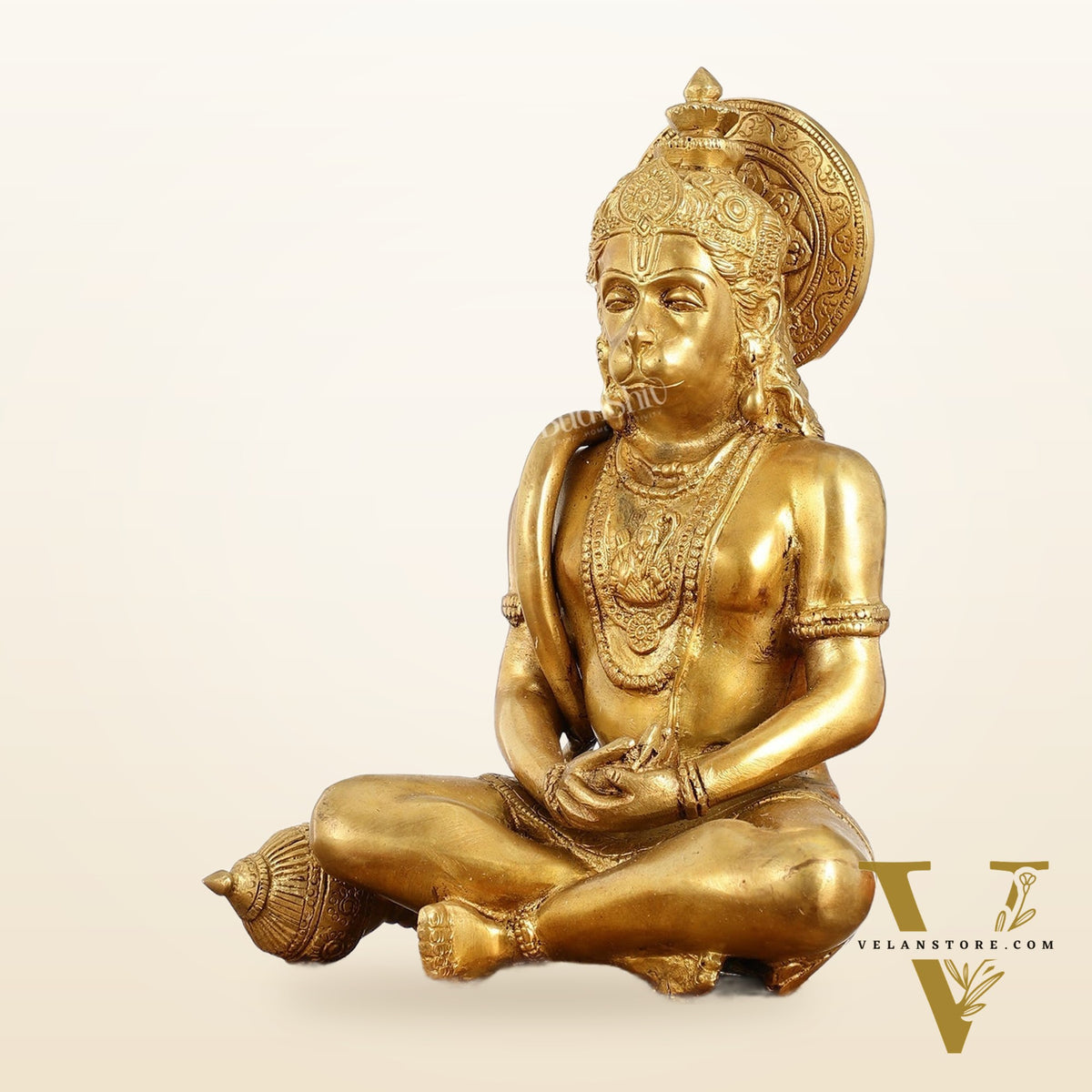 Superfine Brass Hanuman in Meditation Statue - 12.5 Inch