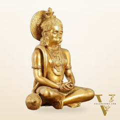 Superfine Brass Hanuman in Meditation Statue - 12.5 Inch