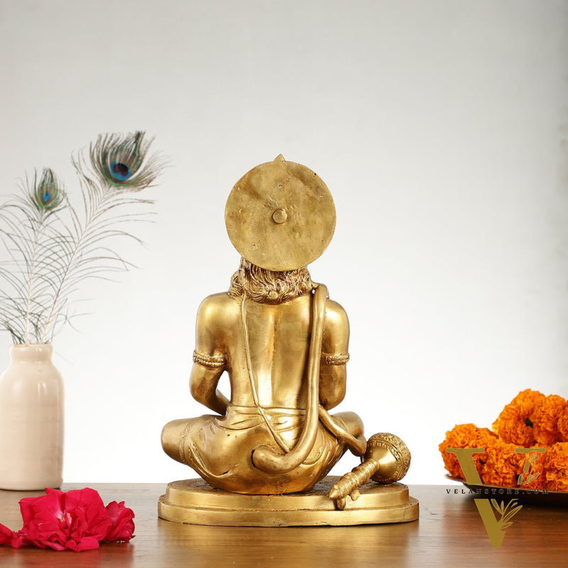 Superfine Brass Hanuman in Meditation Statue - 12.5 Inch