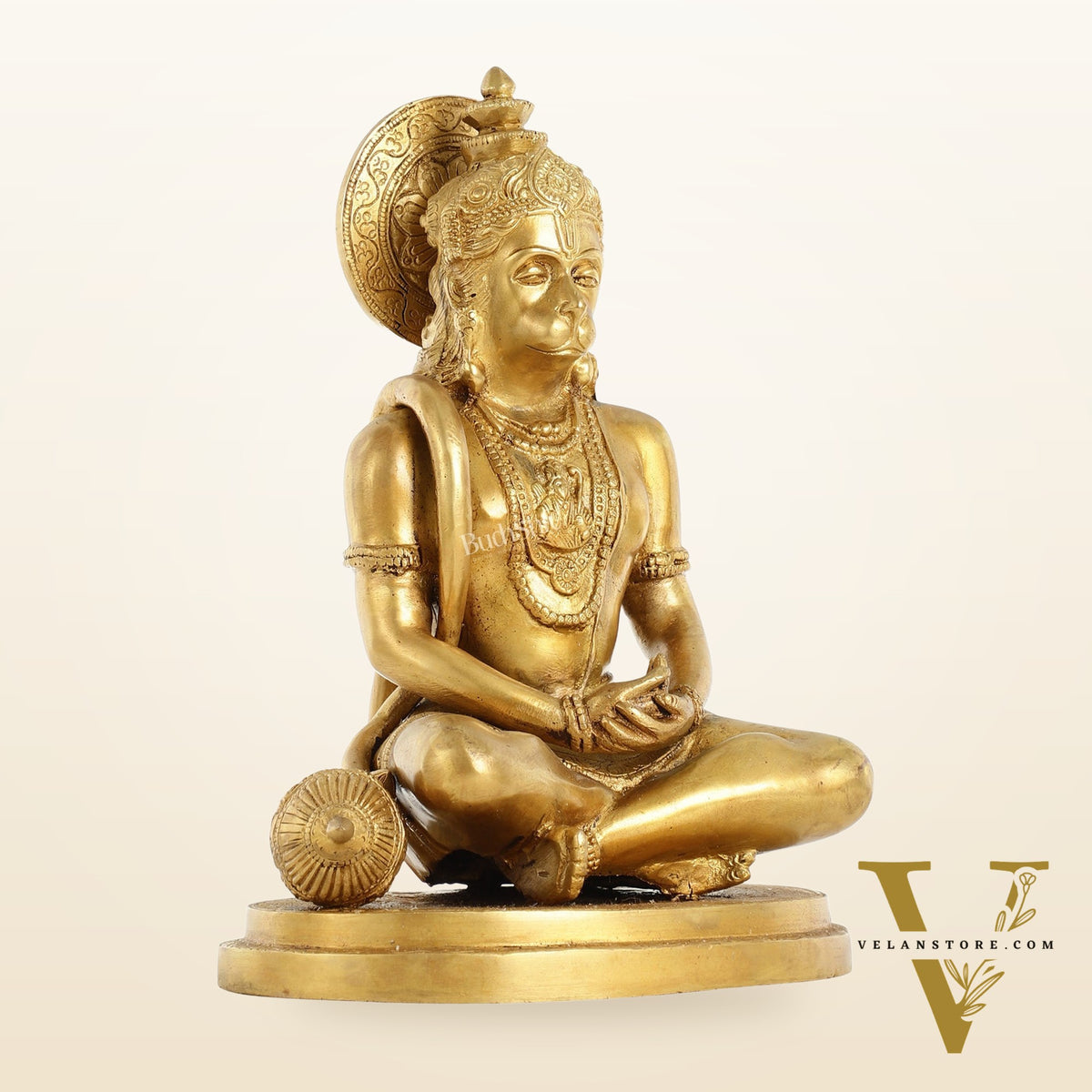 Superfine Brass Hanuman in Meditation Statue - 12.5 Inch