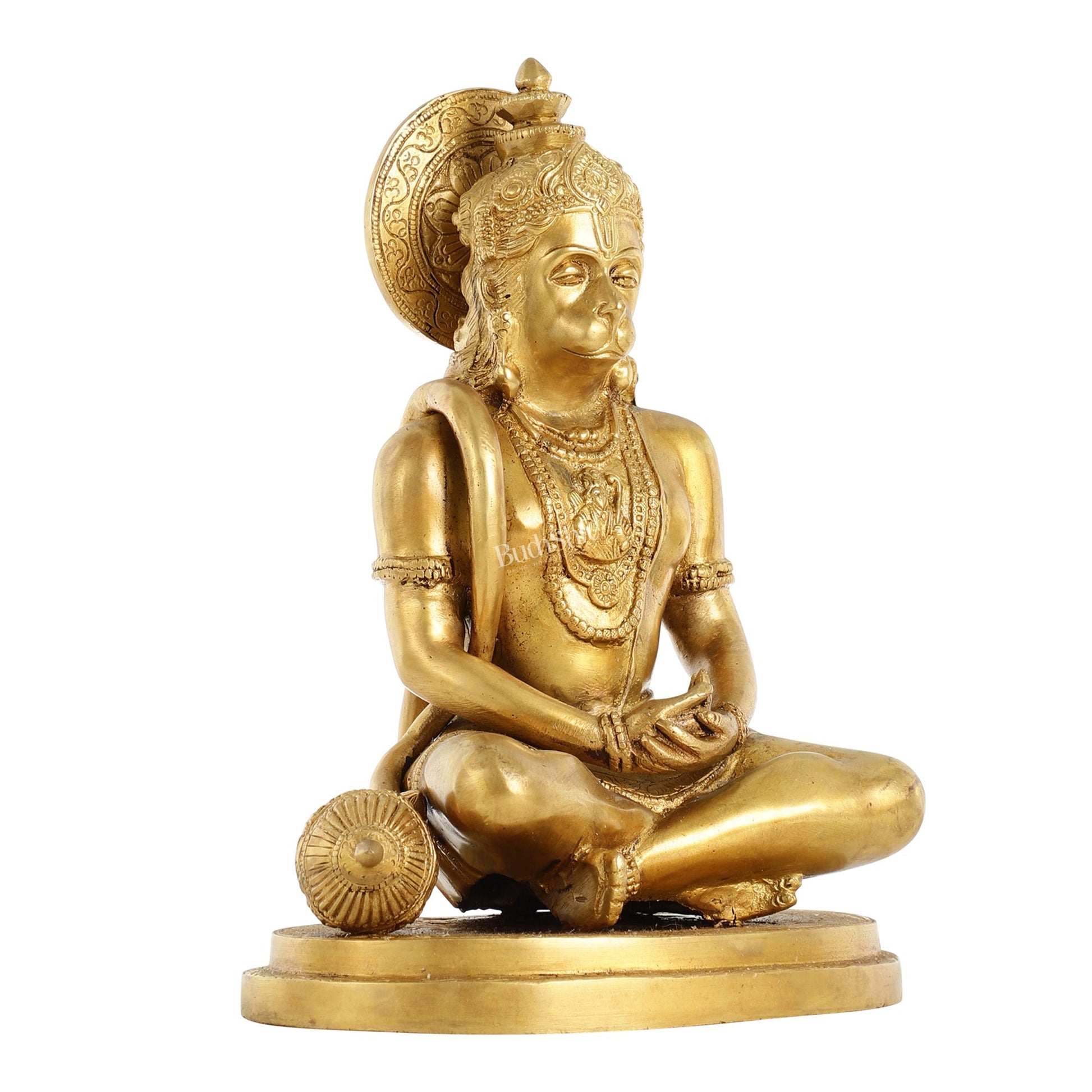 Superfine Brass Hanuman in Meditation Statue - 12.5 Inch