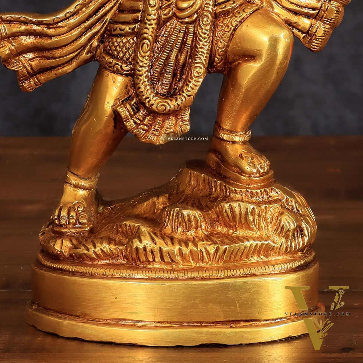Superfine Brass Idol of Lord Hanuman with Sanjeevani Mountain 10 inch