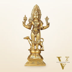 Superfine Brass Kaal Bhairava Bhairo Baba Idol with Dog 12 inch