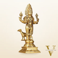 Superfine Brass Kaal Bhairava Bhairo Baba Idol with Dog 12 inch