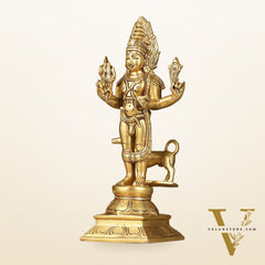 Superfine Brass Kaal Bhairava Bhairo Baba Idol with Dog 12 inch