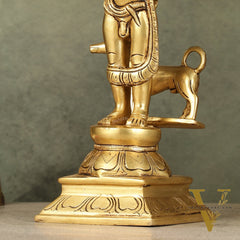 Superfine Brass Kaal Bhairava Bhairo Baba Idol with Dog 12 inch