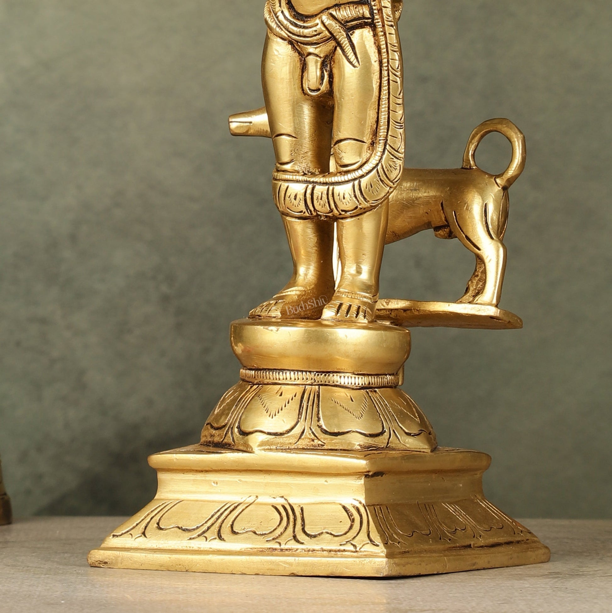 Superfine Brass Kaal Bhairava Bhairo Baba Idol with Dog 12 inch