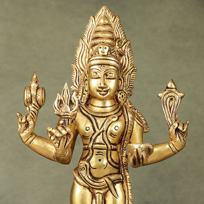 Superfine Brass Kaal Bhairava Bhairo Baba Idol with Dog 12 inch