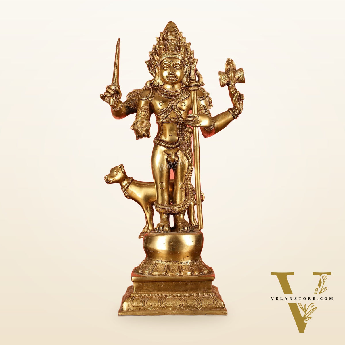 Superfine Brass Kala Bhairava Statue with Vahana Dog 18 inch