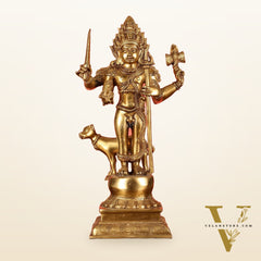 Superfine Brass Kala Bhairava Statue with Vahana Dog 18 inch