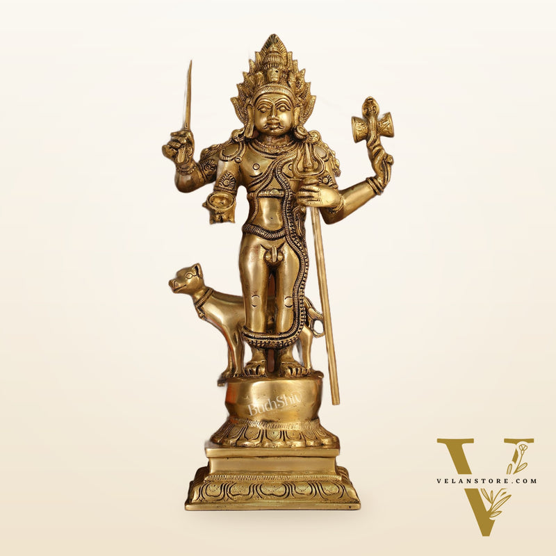 Superfine Brass Kala Bhairava Statue with Vahana Dog 18 inch