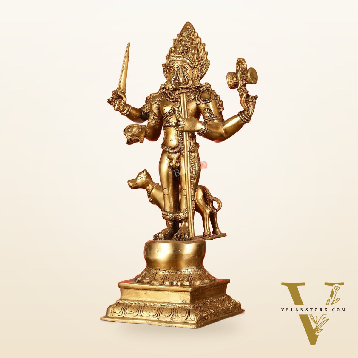 Superfine Brass Kala Bhairava Statue with Vahana Dog 18 inch