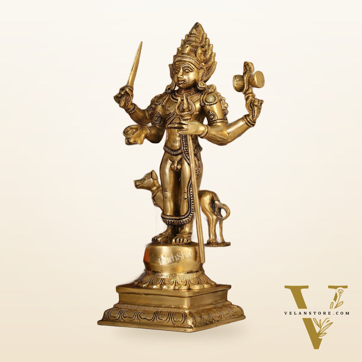 Superfine Brass Kala Bhairava Statue with Vahana Dog 18 inch