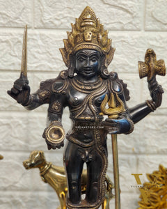 Superfine Brass Kala Bhairava Statue with Vahana Dog 18 inch