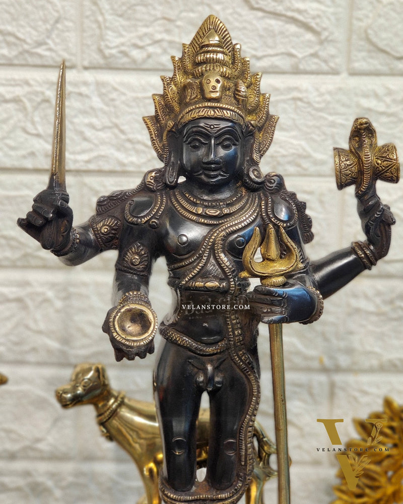 Superfine Brass Kala Bhairava Statue with Vahana Dog 18 inch