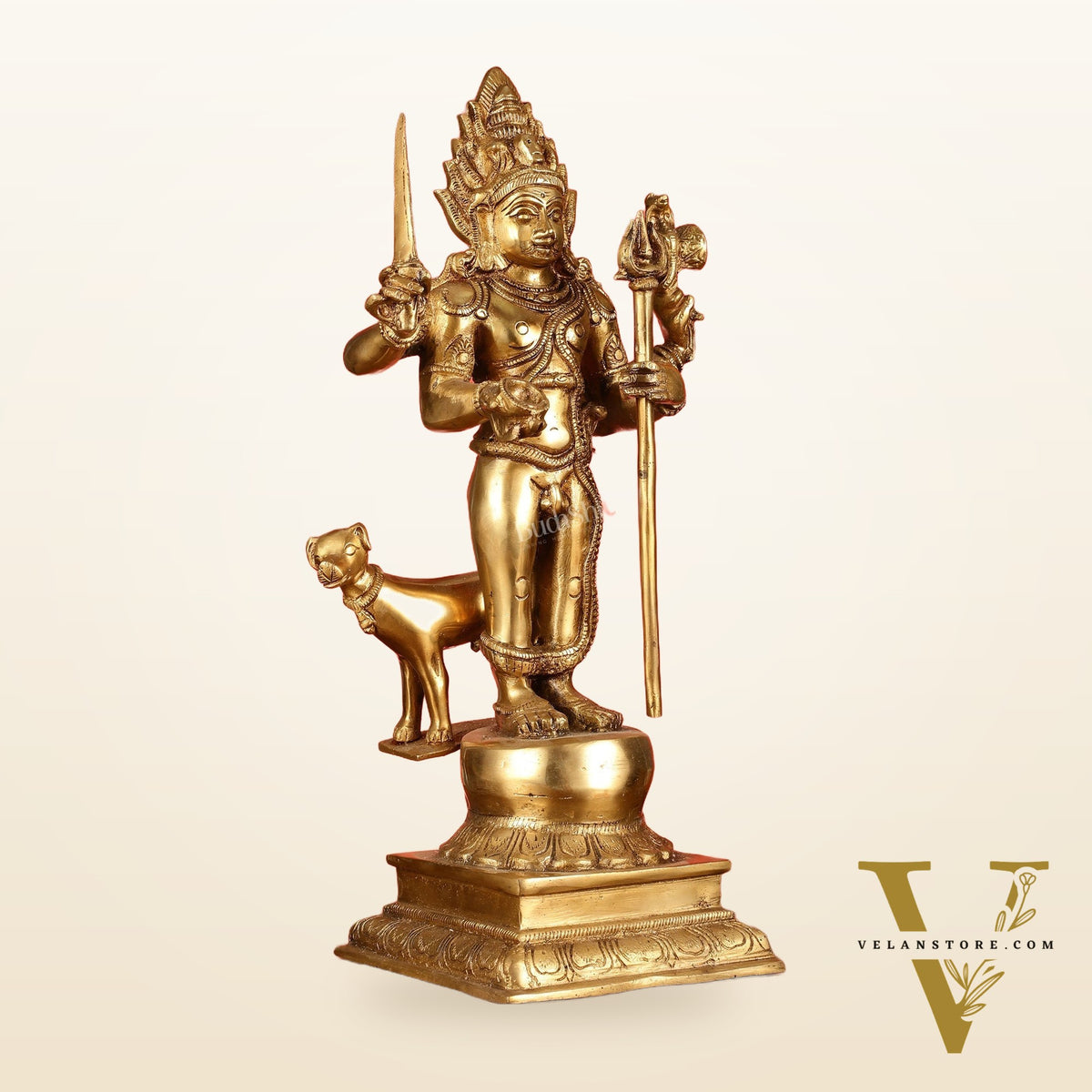 Superfine Brass Kala Bhairava Statue with Vahana Dog 18 inch