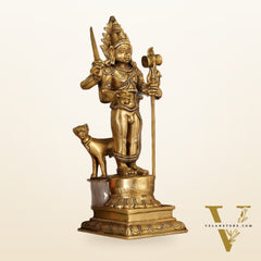 Superfine Brass Kala Bhairava Statue with Vahana Dog 18 inch