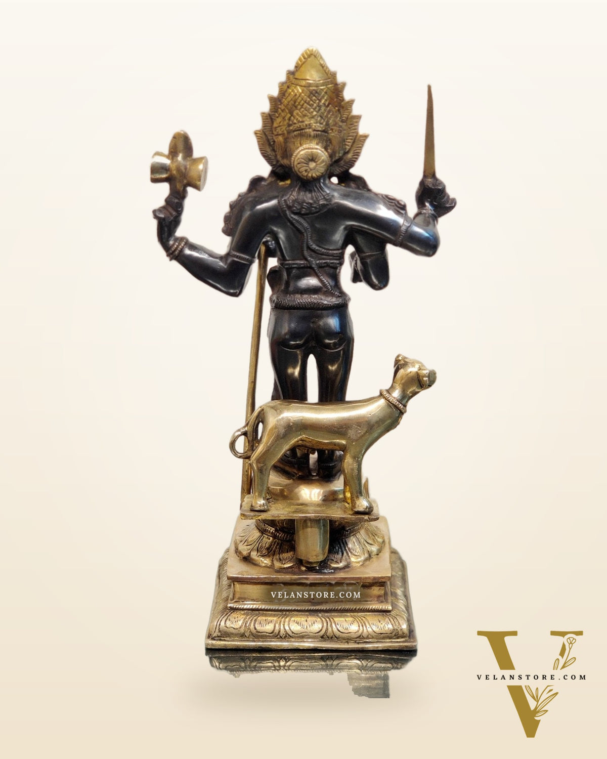 Superfine Brass Kala Bhairava Statue with Vahana Dog 18 inch