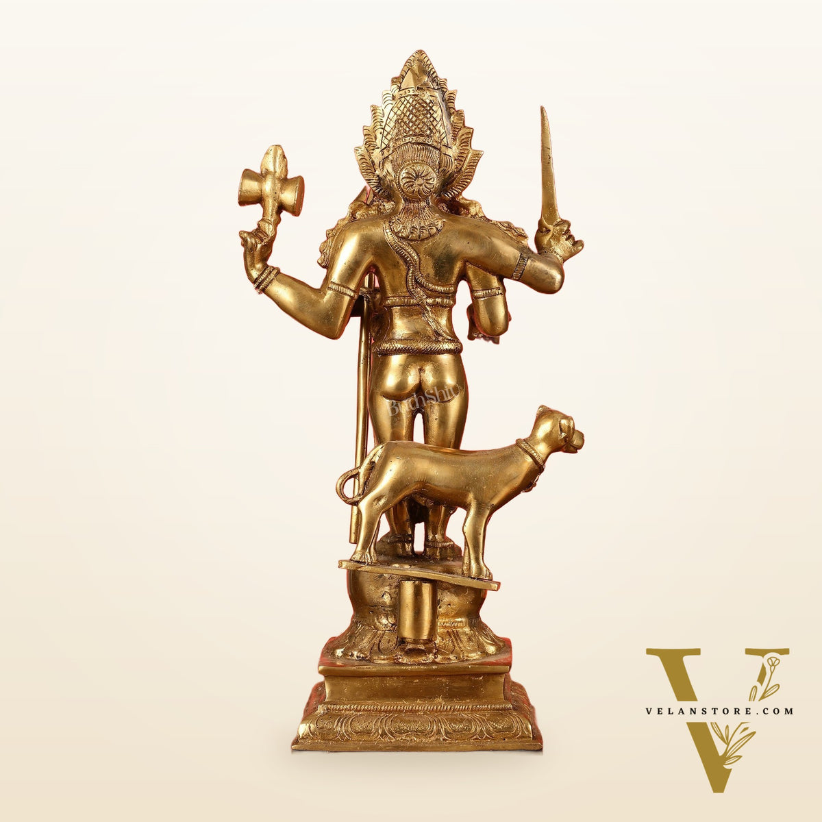 Superfine Brass Kala Bhairava Statue with Vahana Dog 18 inch