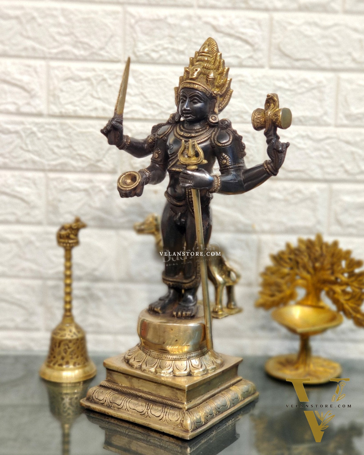 Superfine Brass Kala Bhairava Statue with Vahana Dog 18 inch