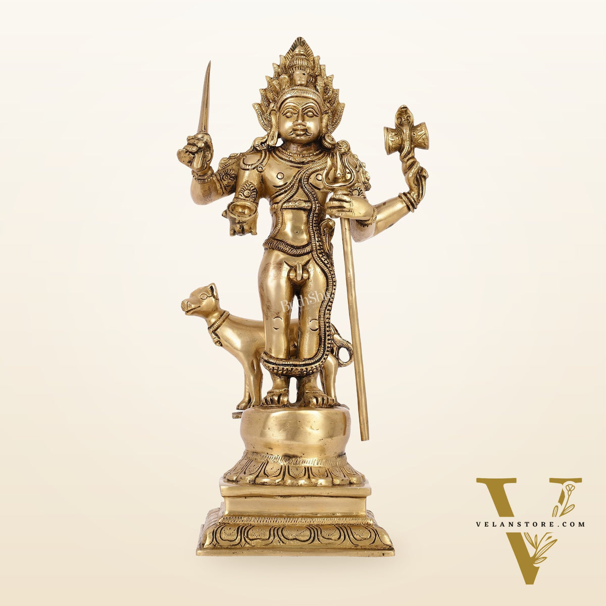 Superfine Brass Kala Bhairava Statue with Vahana Dog 18 inch