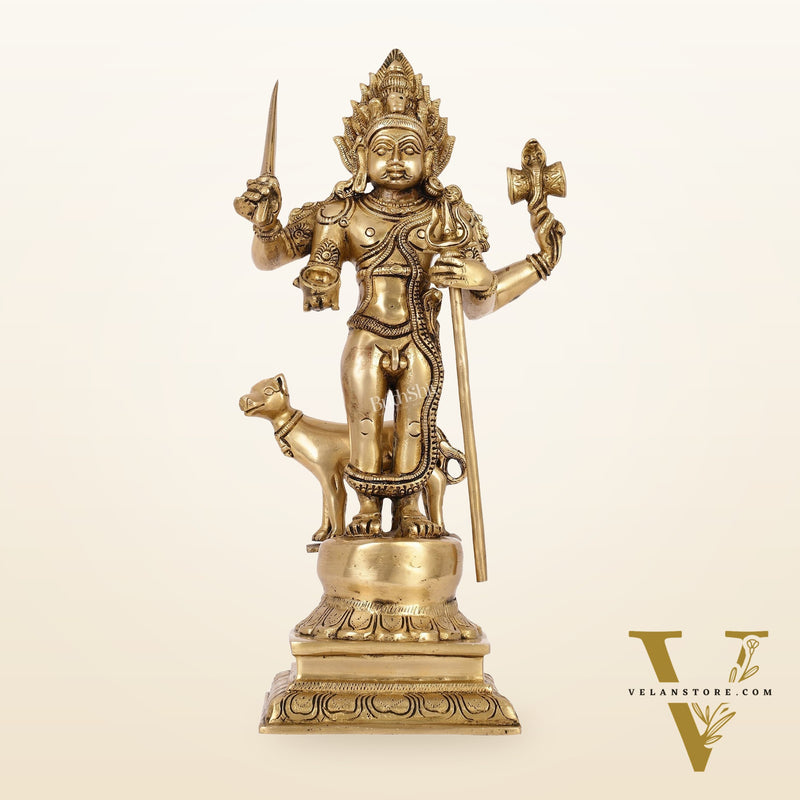 Superfine Brass Kala Bhairava Statue with Vahana Dog 18 inch