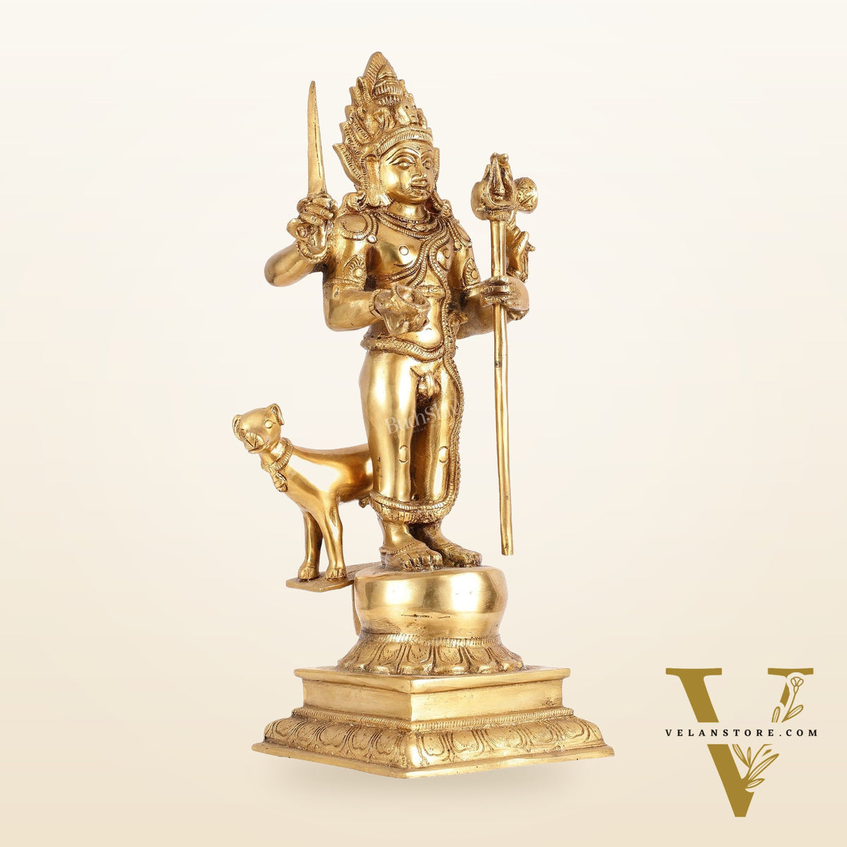 Superfine Brass Kala Bhairava Statue with Vahana Dog 18 inch
