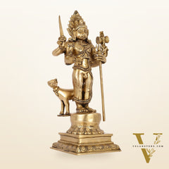 Superfine Brass Kala Bhairava Statue with Vahana Dog 18 inch