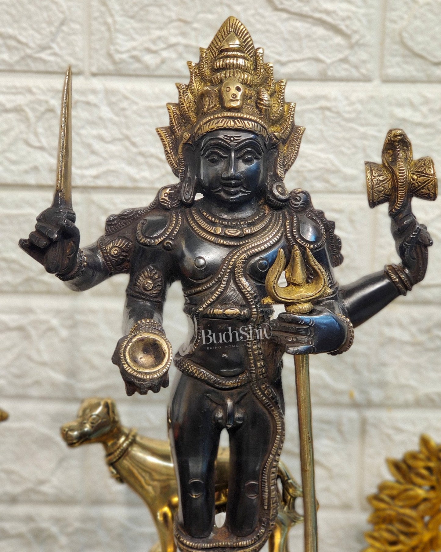 Superfine Brass Kala Bhairava Statue with Vahana Dog 18 inch