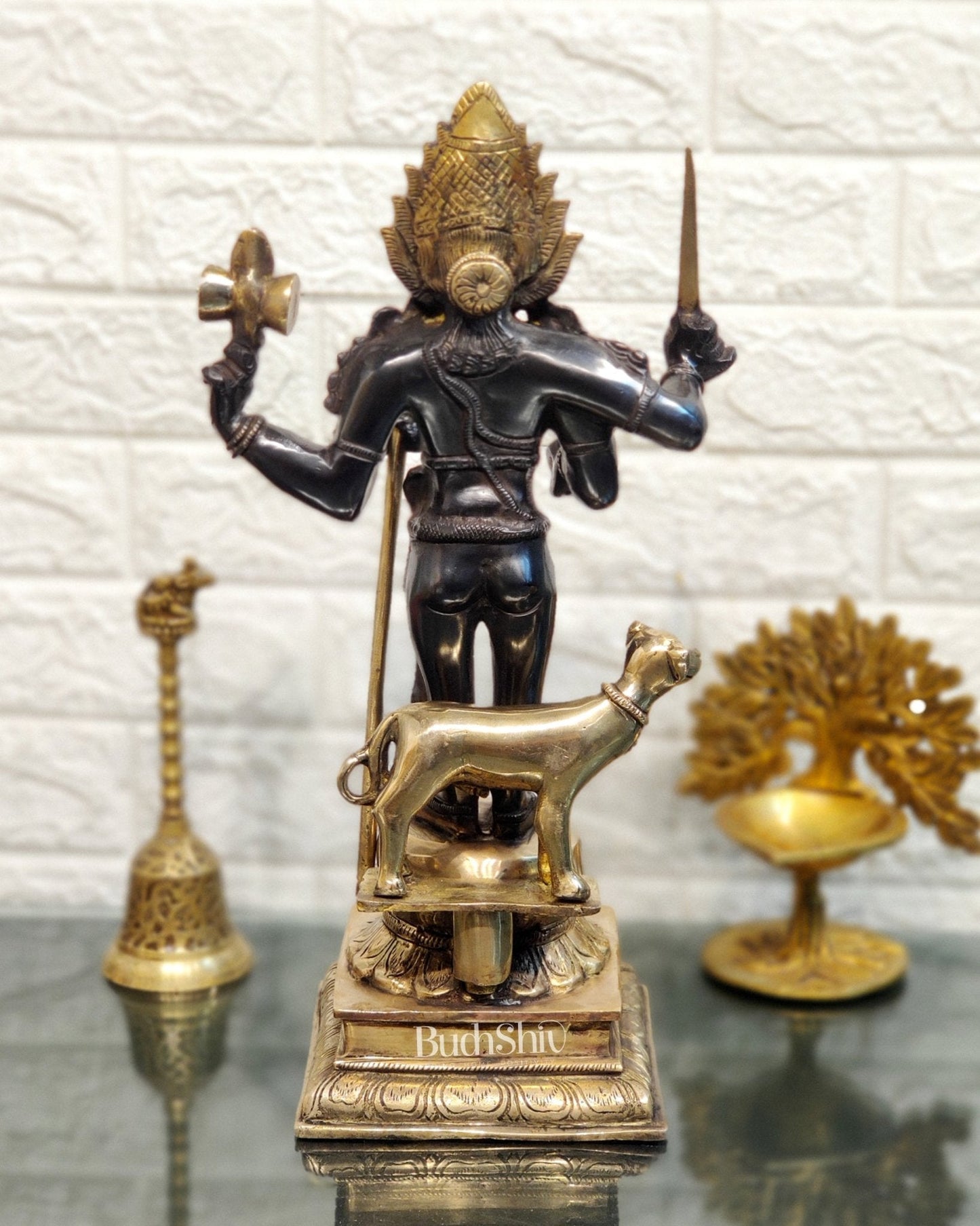 Superfine Brass Kala Bhairava Statue with Vahana Dog 18 inch