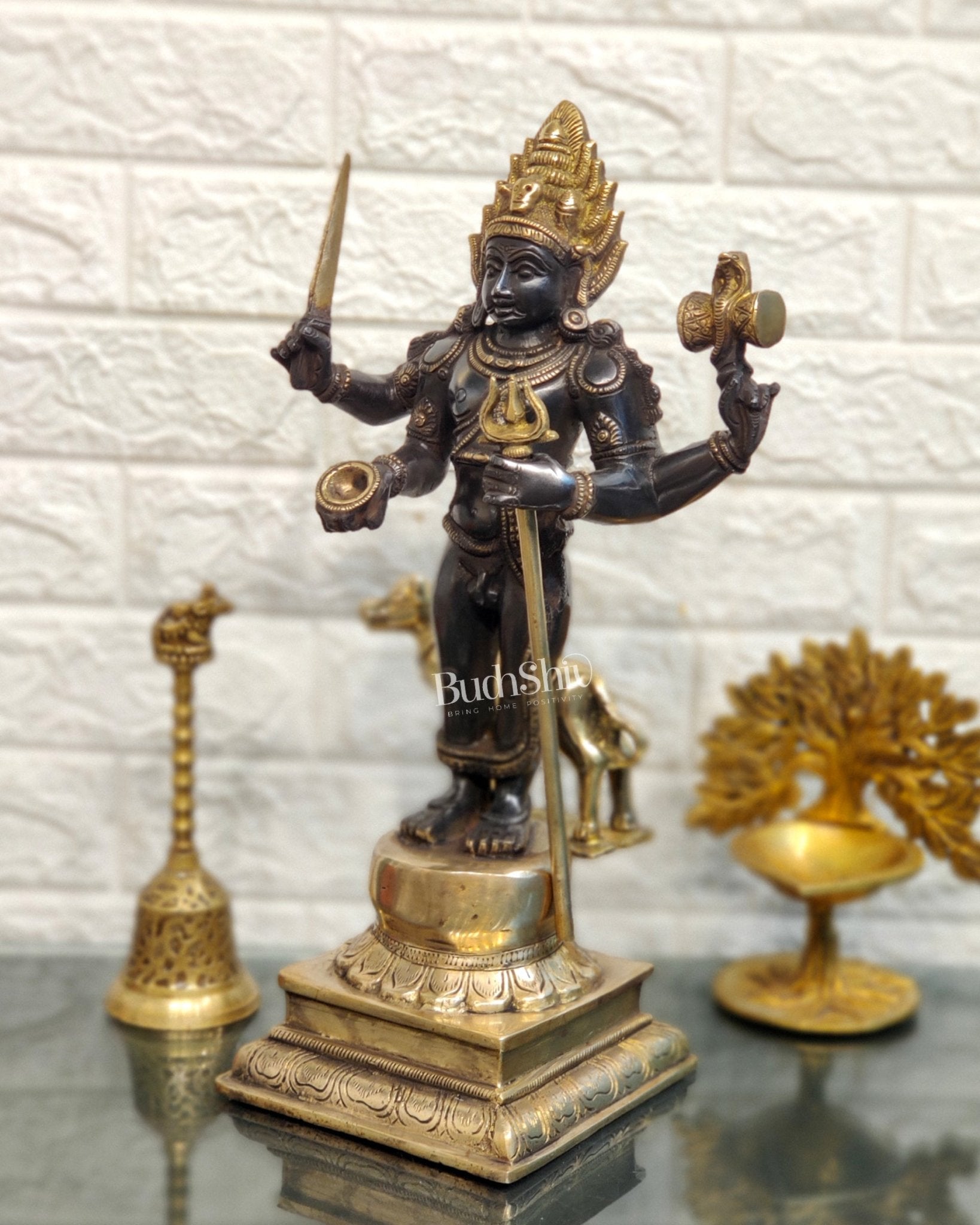 Superfine Brass Kala Bhairava Statue with Vahana Dog 18 inch