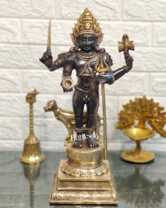 Superfine Brass Kala Bhairava Statue with Vahana Dog 18 inch