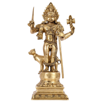 Superfine Brass Kala Bhairava Statue with Vahana Dog 18 inch