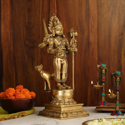 Superfine Brass Kala Bhairava Statue with Vahana Dog 18 inch