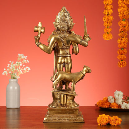 Superfine Brass Kala Bhairava Statue with Vahana Dog 18 inch