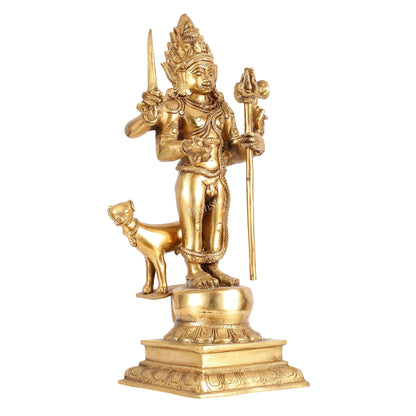 Superfine Brass Kala Bhairava Statue with Vahana Dog 18 inch