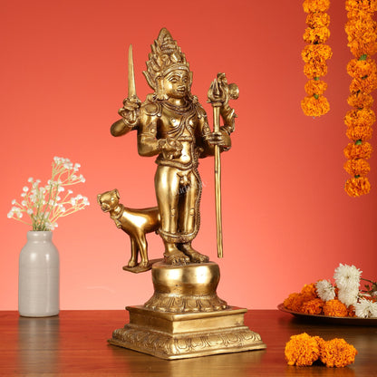 Superfine Brass Kala Bhairava Statue with Vahana Dog 18 inch