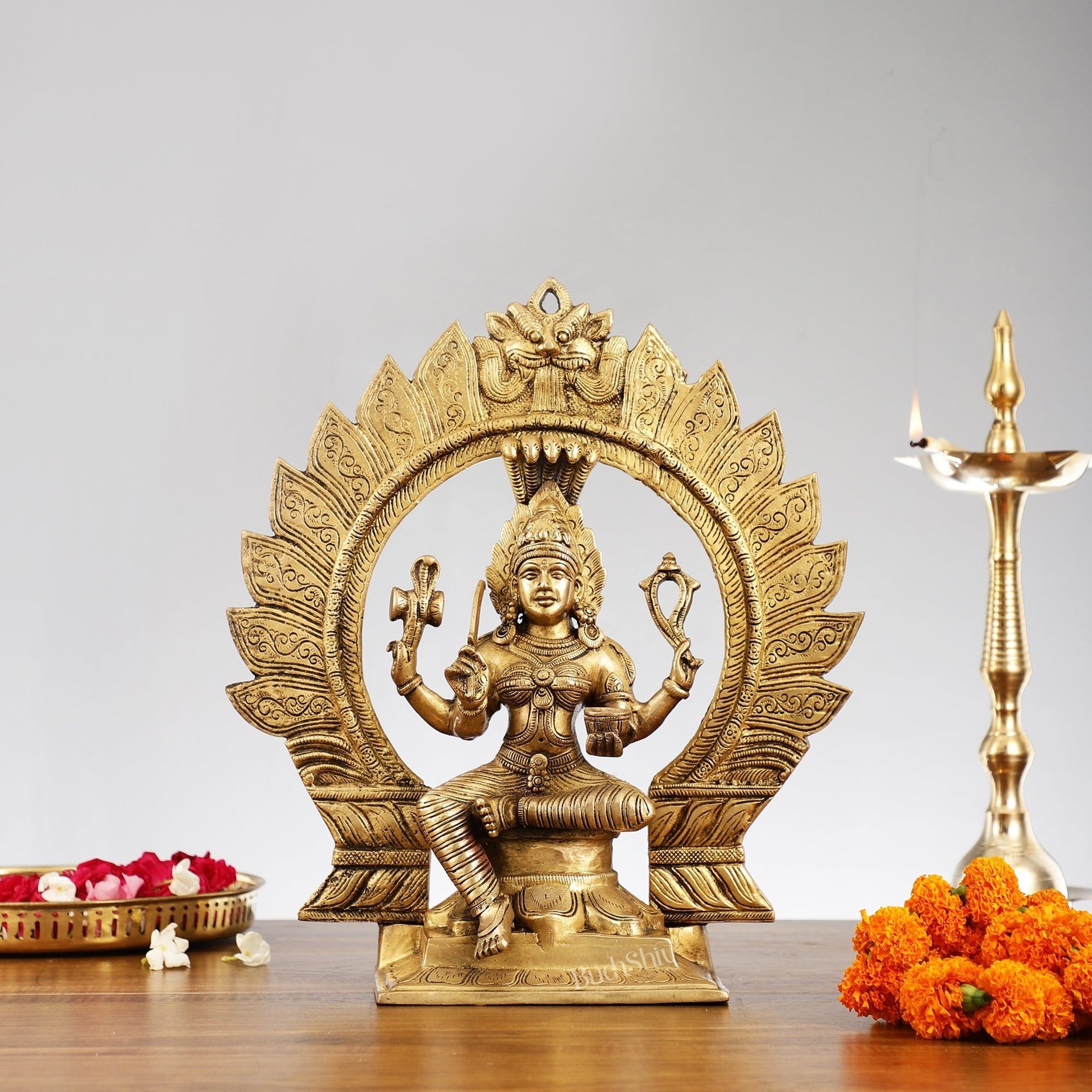Superfine Brass Karmari Mariamman Idol with Prabhavali | Height 15 inch