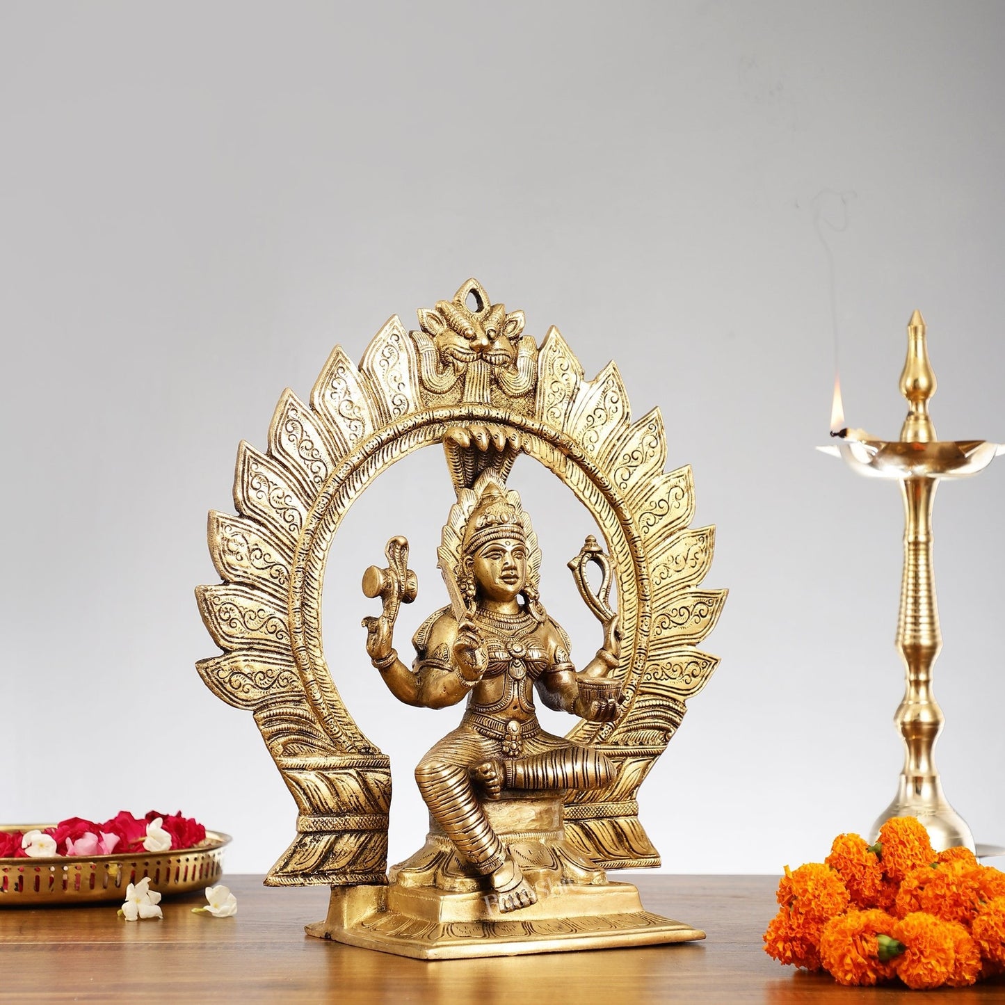 Superfine Brass Karmari Mariamman Idol with Prabhavali | Height 15 inch