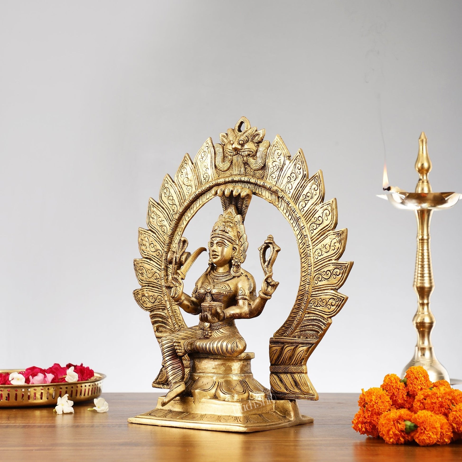 Superfine Brass Karmari Mariamman Idol with Prabhavali | Height 15 inch
