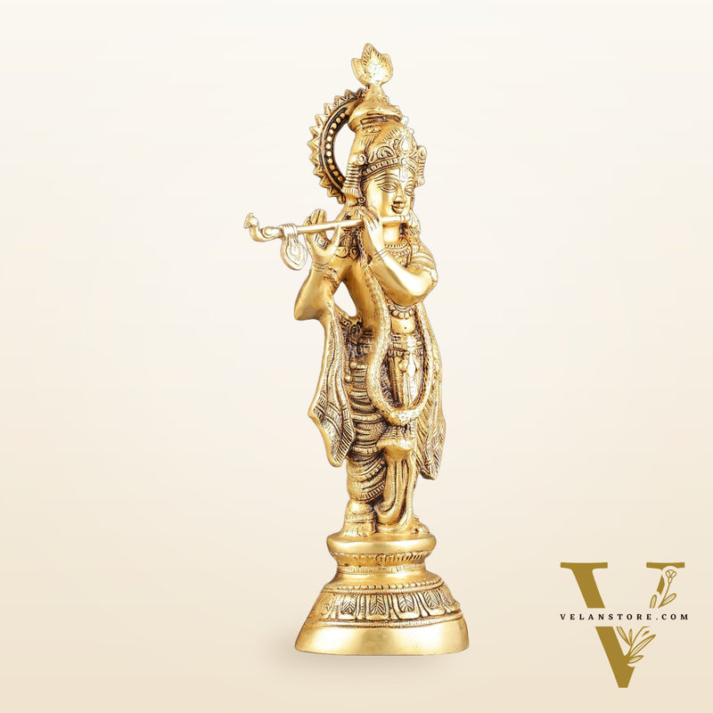 Superfine Brass Krishna Idol - 18 Inch