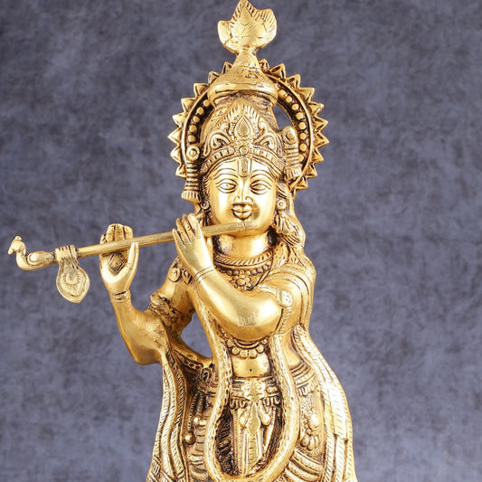 Superfine Brass Krishna Idol - 18 Inch
