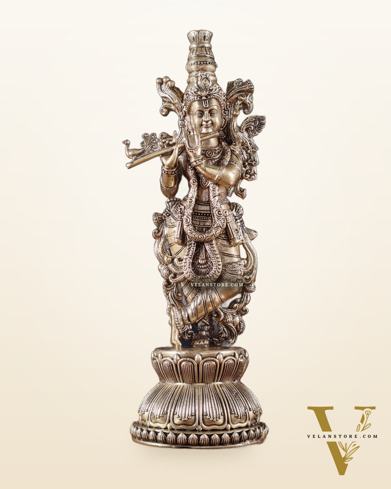 Superfine Brass Krishna Idol – 9” Height |