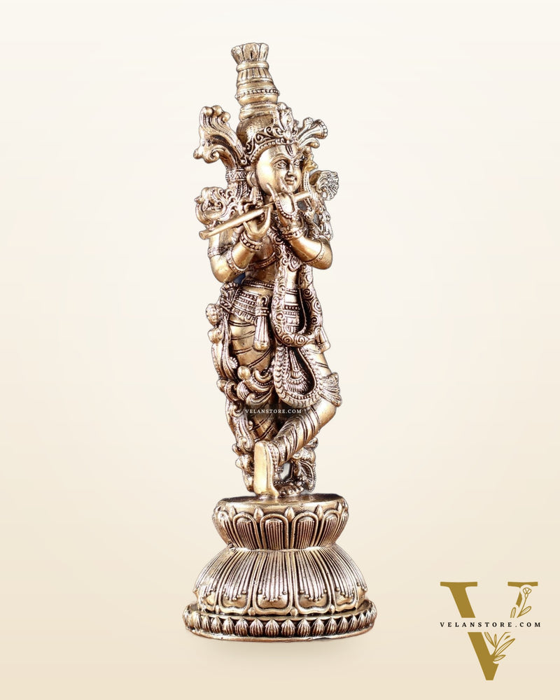 Superfine Brass Krishna Idol – 9” Height |