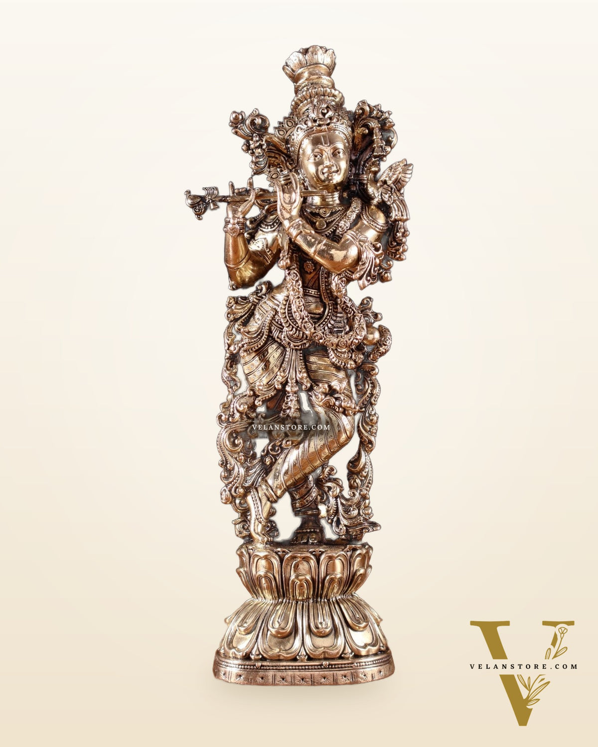Superfine Brass Krishna Idol – 9.5” Height