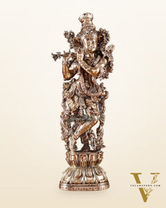 Superfine Brass Krishna Idol – 9.5” Height